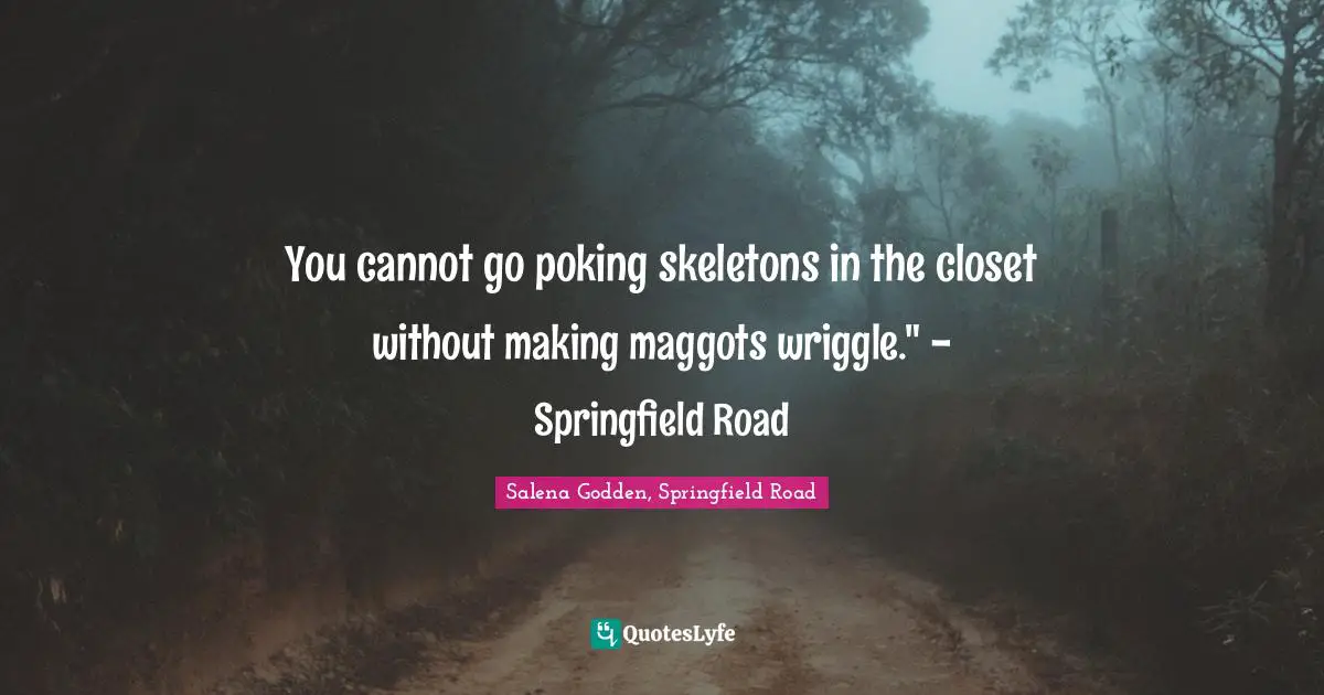 You cannot go poking skeletons in the closet without making maggots wriggle." - Springfield Road
