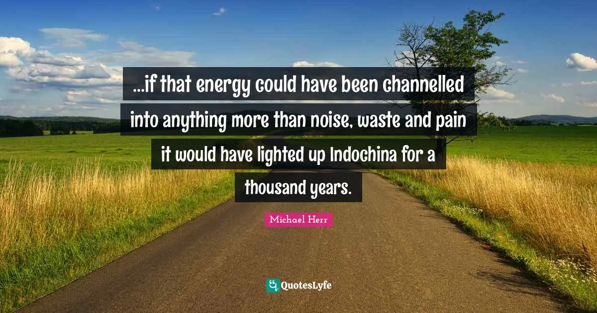 ...if that energy could have been channelled into anything more than noise, waste and pain it would have lighted up Indochina for a thousand years.