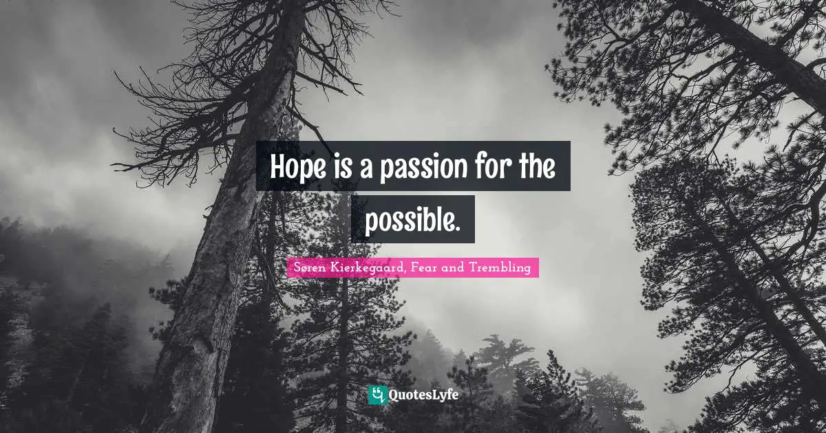 Hope is a passion for the possible.