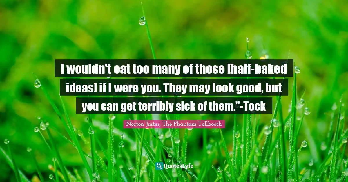 I wouldn't eat too many of those [half-baked ideas] if I were you. They may look good, but you can get terribly sick of them."-Tock