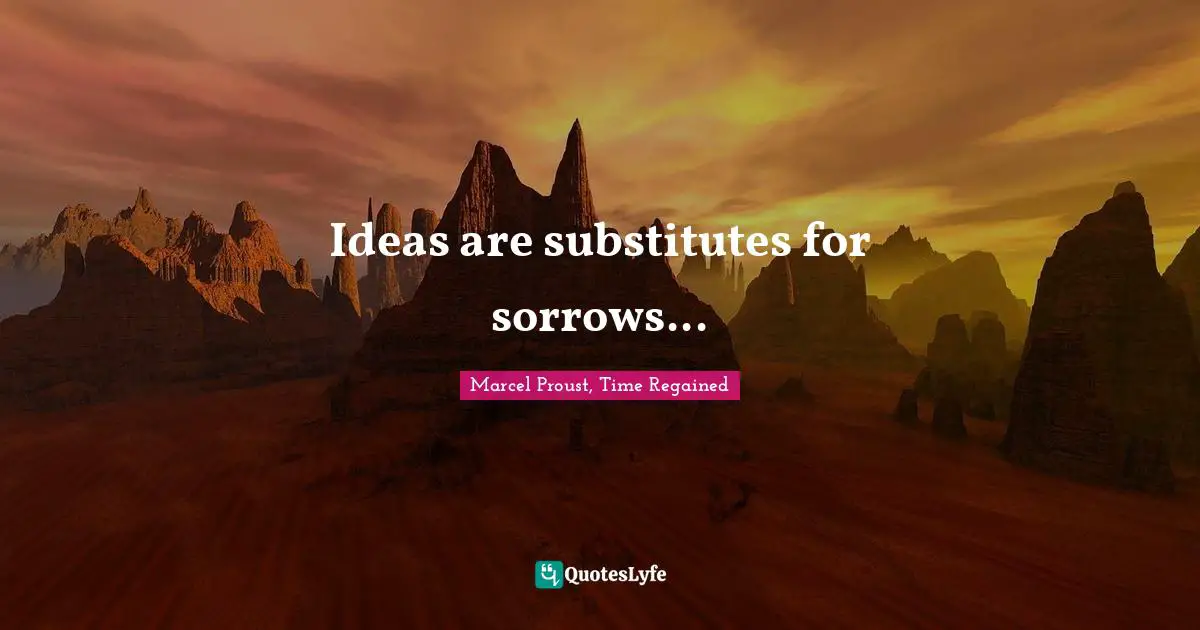 Ideas are substitutes for sorrows...