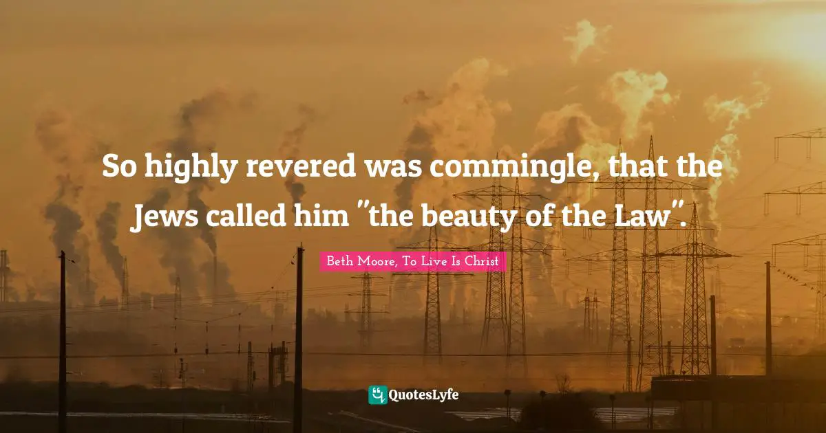 So highly revered was commingle, that the Jews called him "the beauty of the Law".