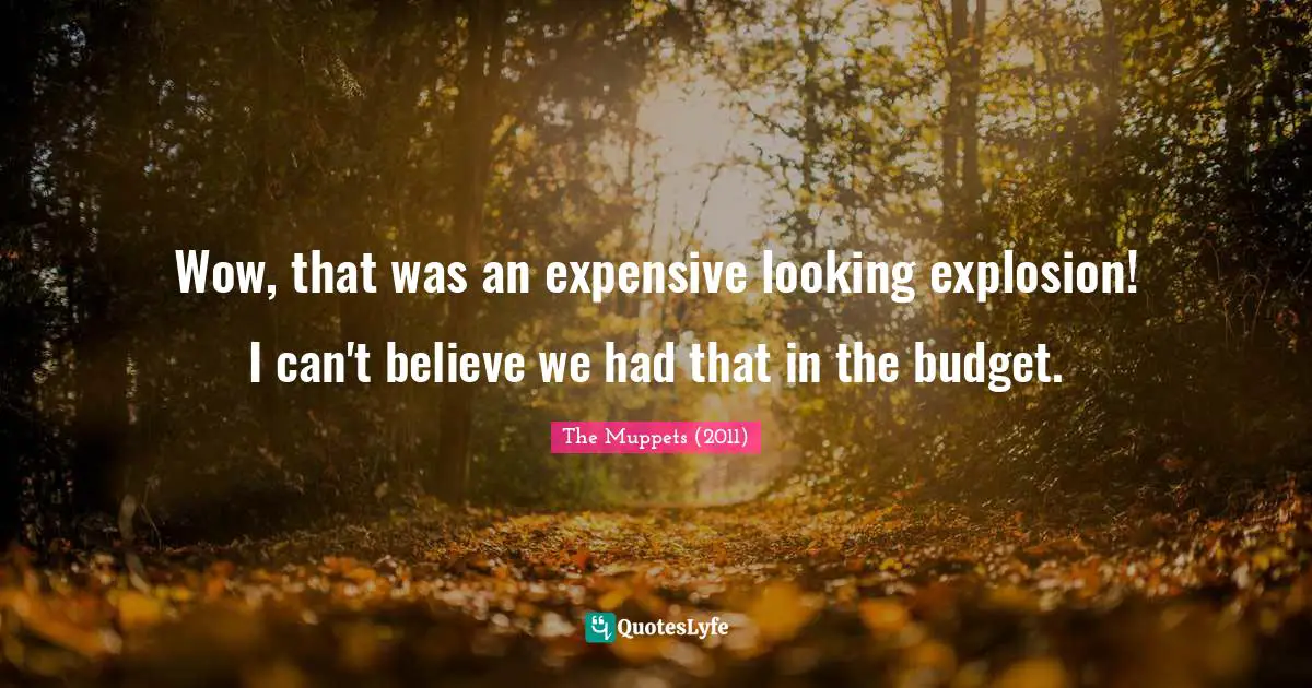 Wow, that was an expensive looking explosion! I can't believe we had that in the budget.