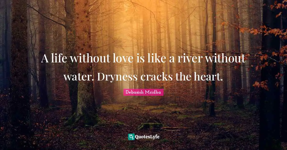 A life without love is like a river without water. Dryness cracks the heart.
