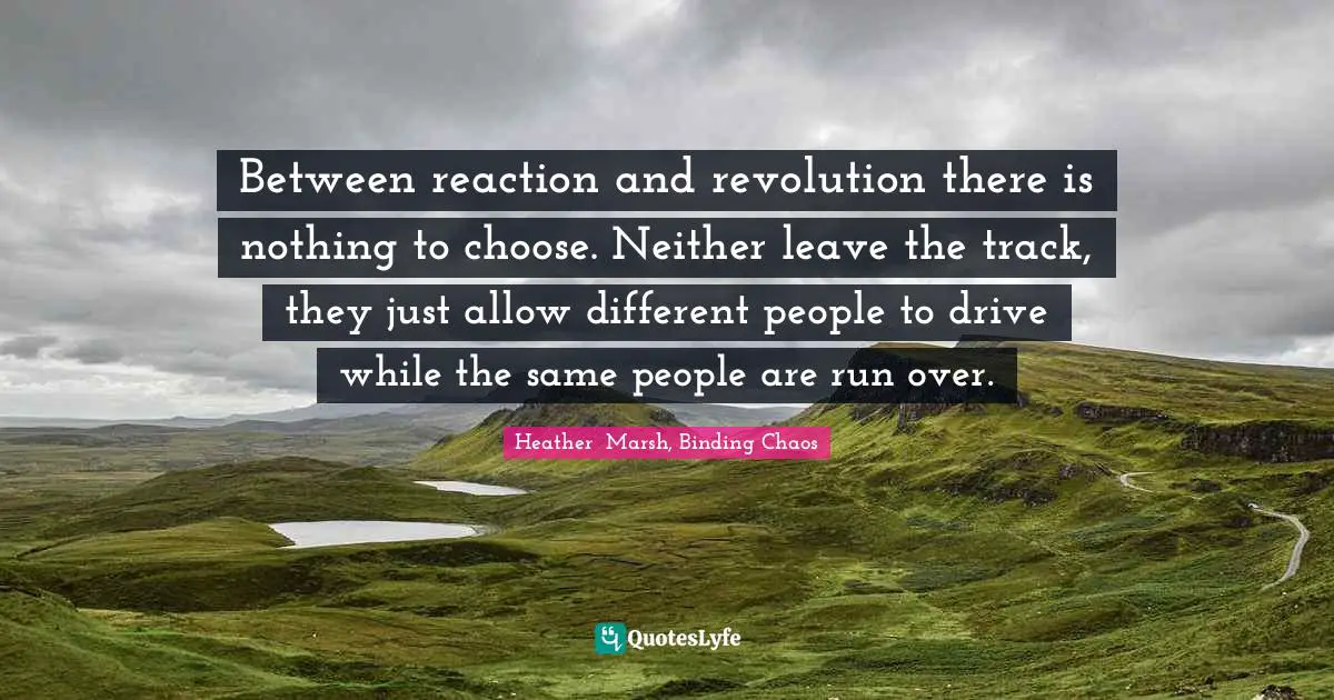Between reaction and revolution there is nothing to choose. Neither leave the track, they just allow different people to drive while the same people are run over.