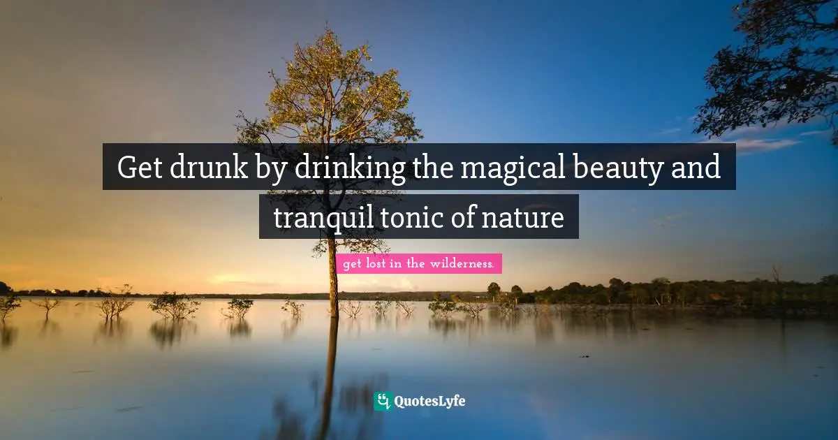 Get drunk by drinking the magical beauty and tranquil tonic of nature