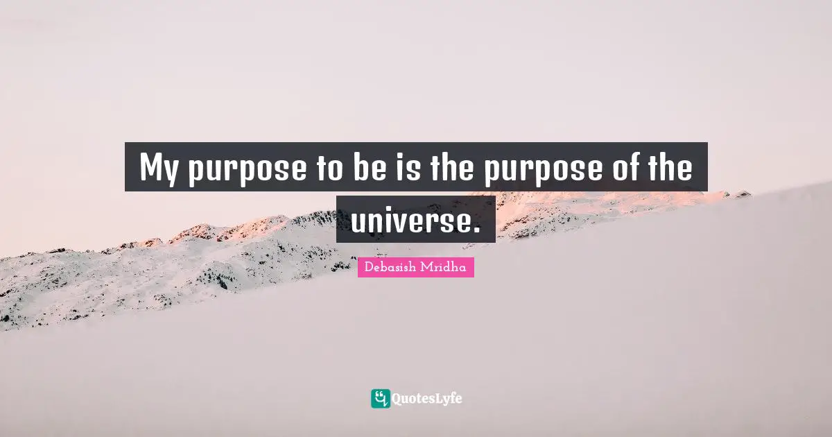 My purpose to be is the purpose of the universe.