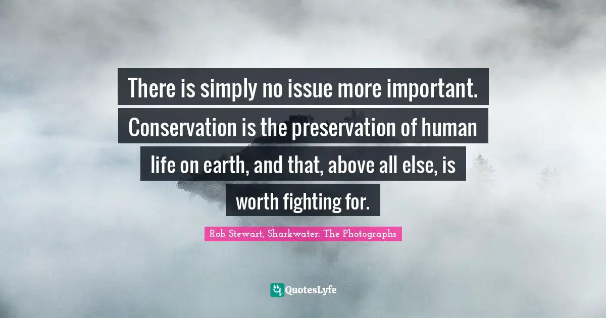 There is simply no issue more important. Conservation is the preservation of human life on earth, and that, above all else, is worth fighting for.