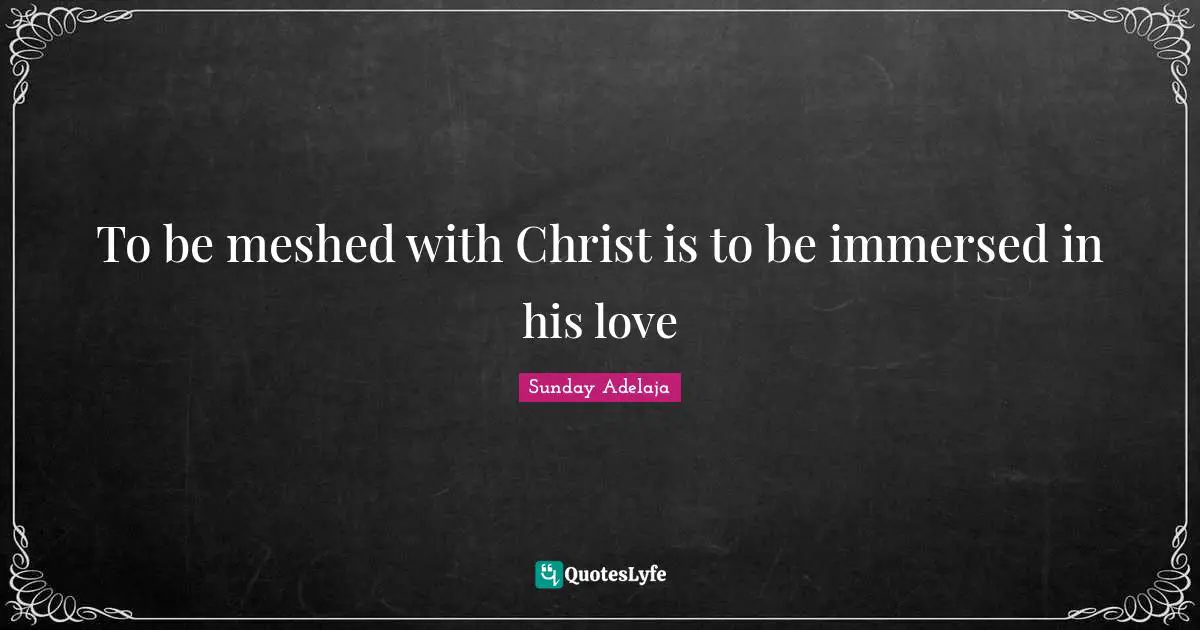 To be meshed with Christ is to be immersed in his love