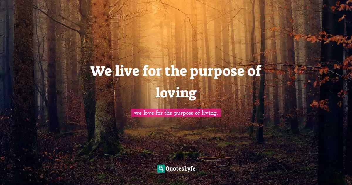 We live for the purpose of loving