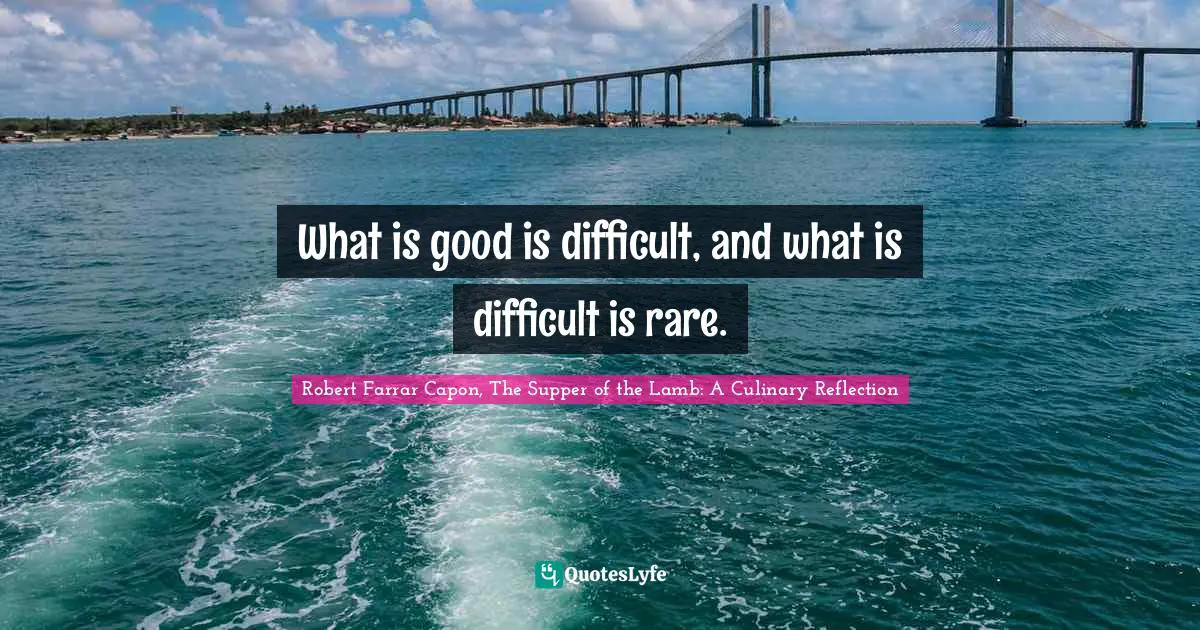 Skill Quotes: "What is good is difficult, and what is difficult is rare."