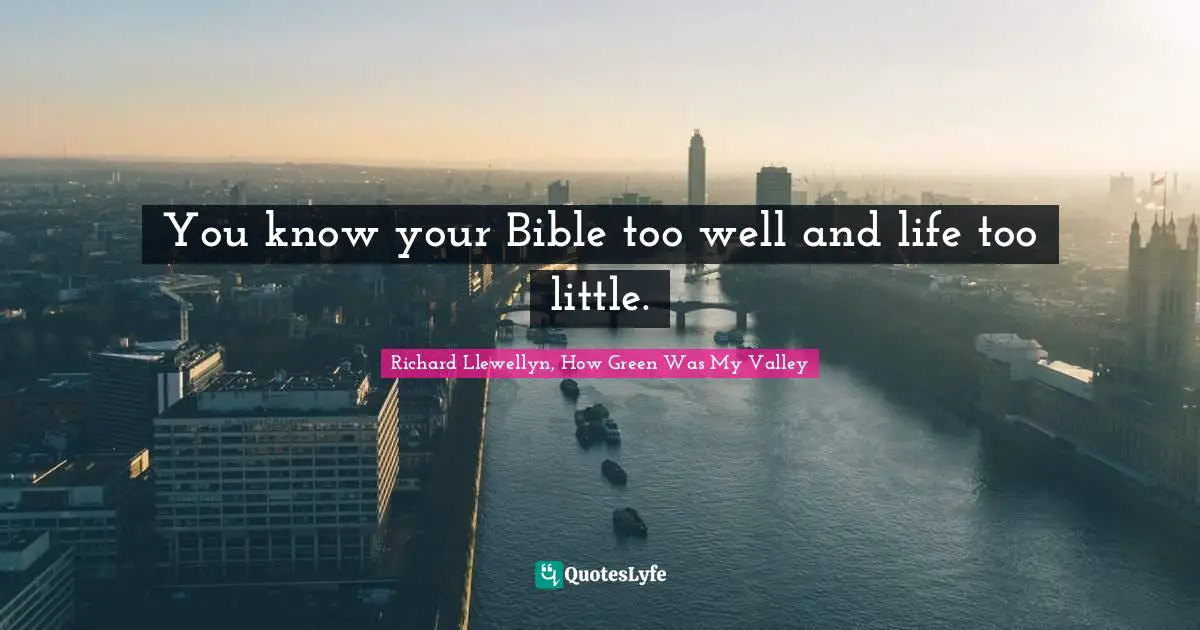 You know your Bible too well and life too little.