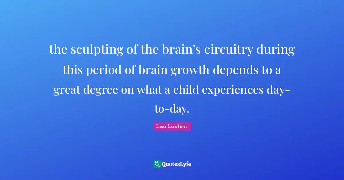 the sculpting of the brain’s circuitry during this period of brain growth depends to a great degree on what a child experiences day-to-day.
