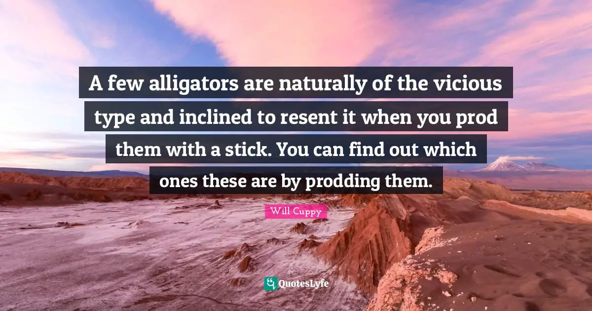 A few alligators are naturally of the vicious type and inclined to resent it when you prod them with a stick. You can find out which ones these are by prodding them.