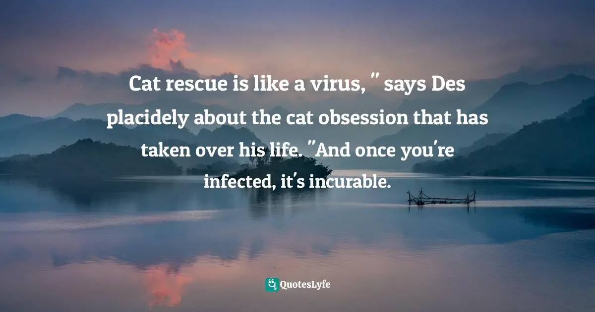 Denise Flaim, Rescue Ink: How Ten Guys Saved Countless Dogs And Cats, Twelve Horses, Five Pigs, One Duck,and A Few Turtles Quotes: "Cat rescue is like a virus, " says Des placidely about the cat obsession that has taken over his life. "And once you're infected, it's incurable."