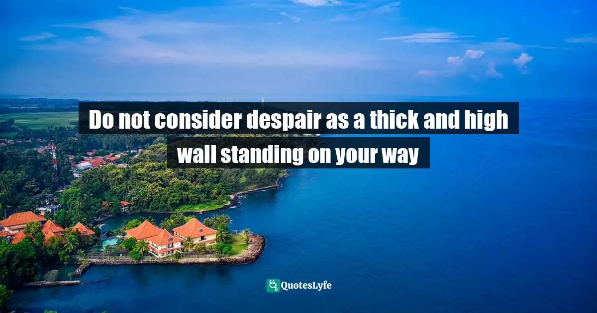 Do not consider despair as a thick and high wall standing on your way