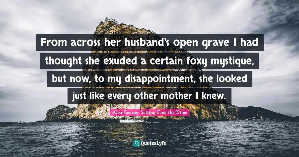 From across her husband's open grave I had thought she exuded a certain foxy mystique, but now, to my disappointment, she looked just like every other mother I knew.