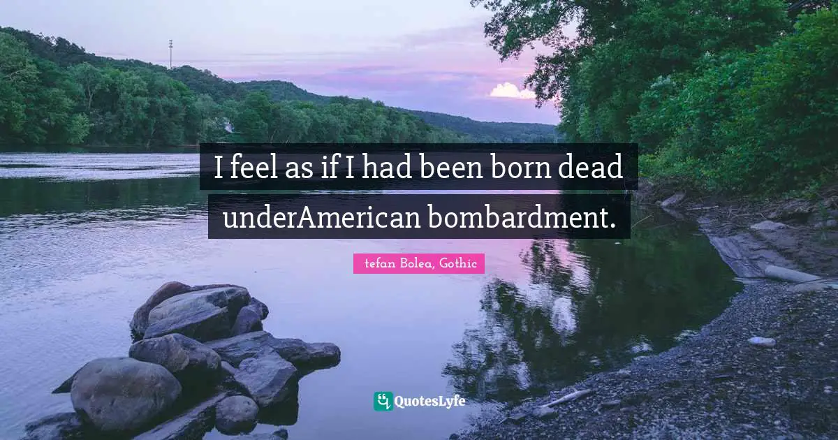 I feel as if I had been born dead underAmerican bombardment.