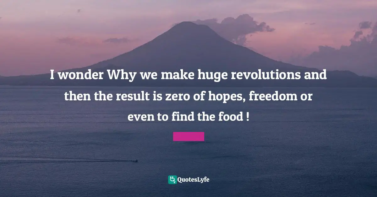 I wonder Why we make huge revolutions and then the result is zero of hopes, freedom or even to find the food !