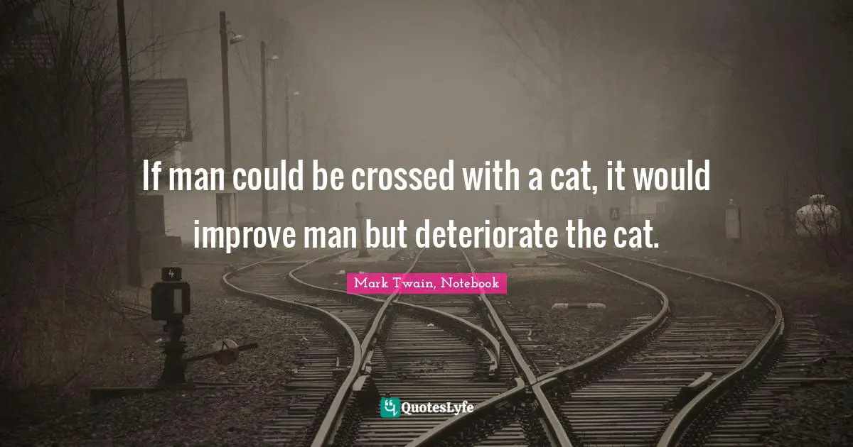 Mark Twain, Notebook Quotes: "If man could be crossed with a cat, it would improve man but deteriorate the cat."