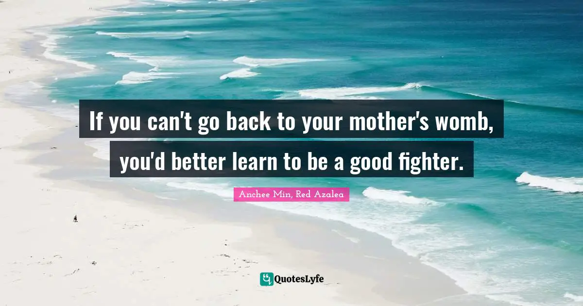If you can't go back to your mother's womb, you'd better learn to be a good fighter.