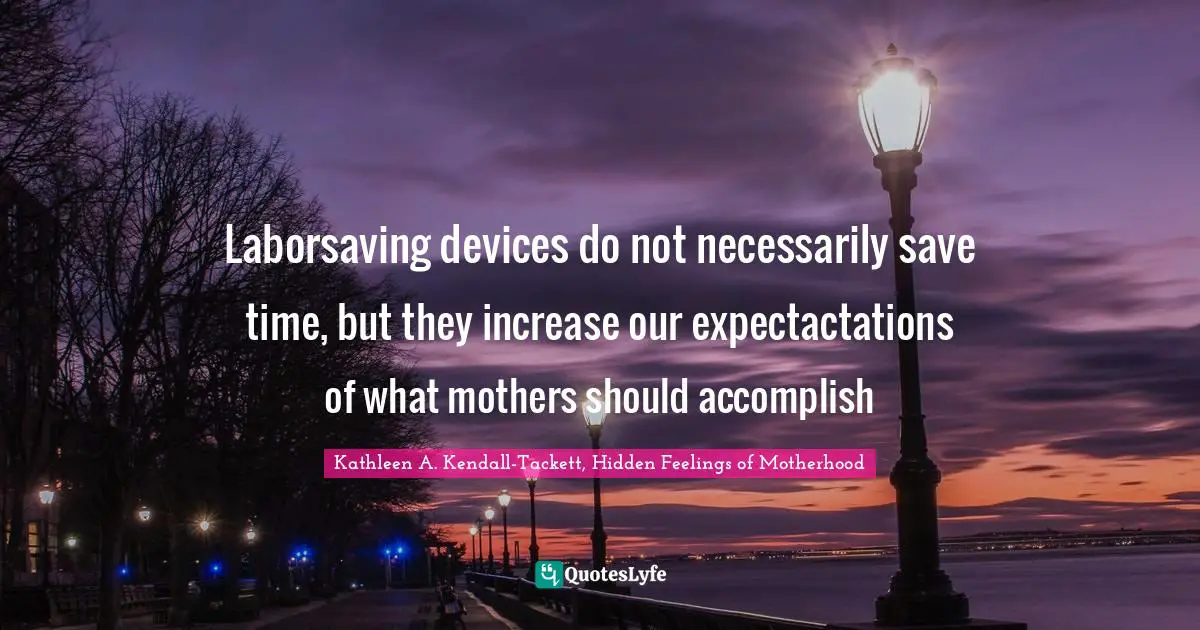 Laborsaving devices do not necessarily save time, but they increase our expectactations of what mothers should accomplish