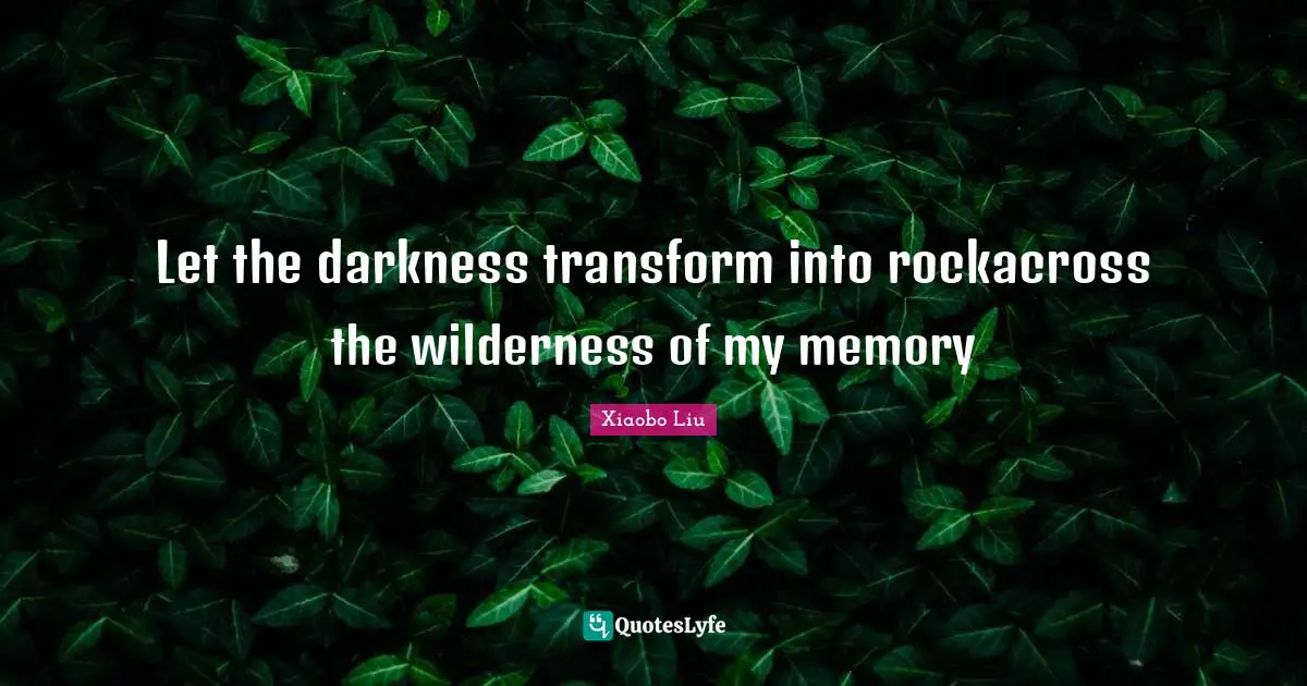Let the darkness transform into rockacross the wilderness of my memory