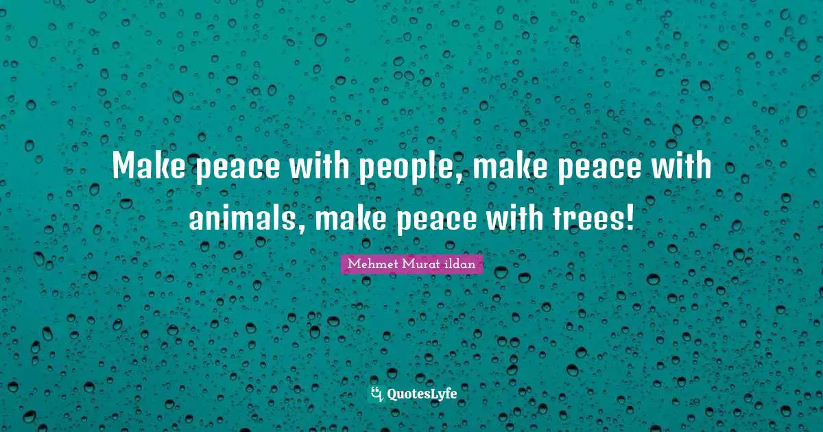 Make peace with people, make peace with animals, make peace with trees!