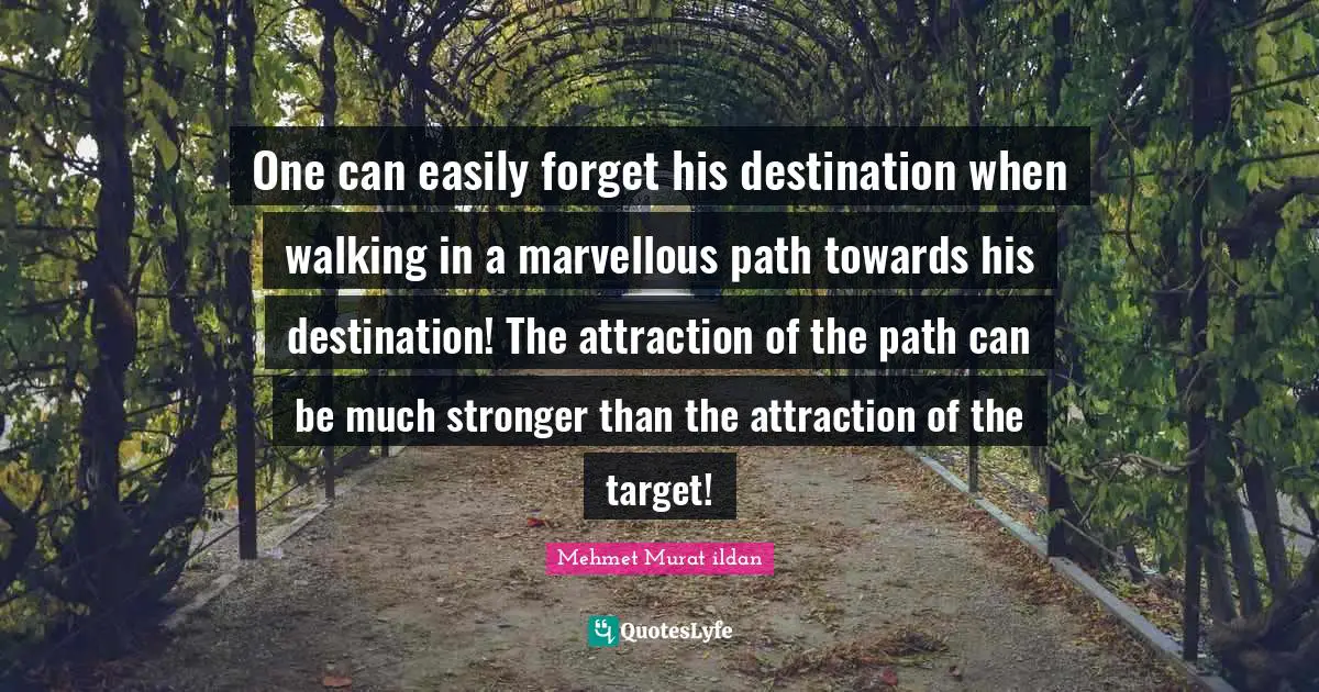One can easily forget his destination when walking in a marvellous path towards his destination! The attraction of the path can be much stronger than the attraction of the target!