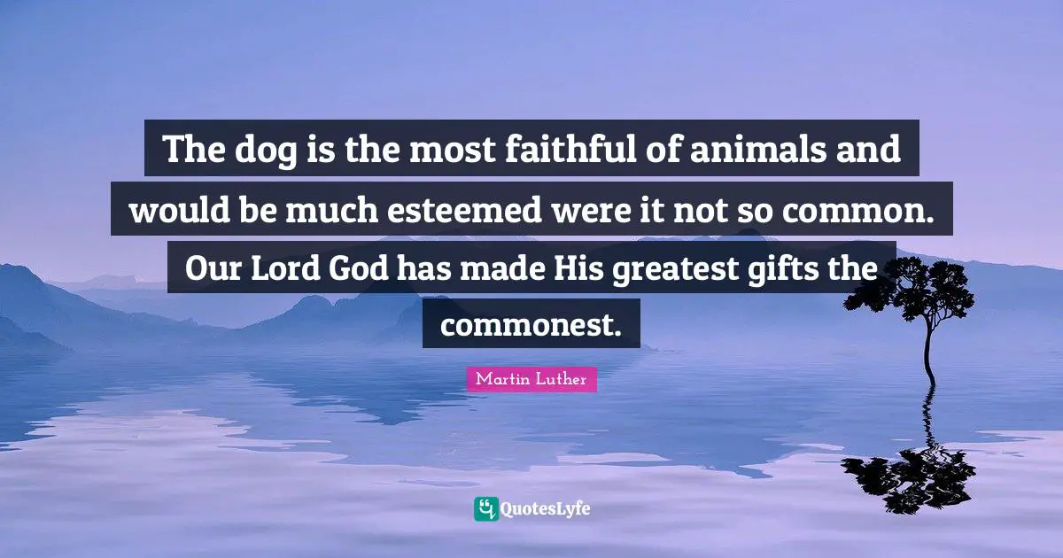 The dog is the most faithful of animals and would be much esteemed were it not so common. Our Lord God has made His greatest gifts the commonest.
