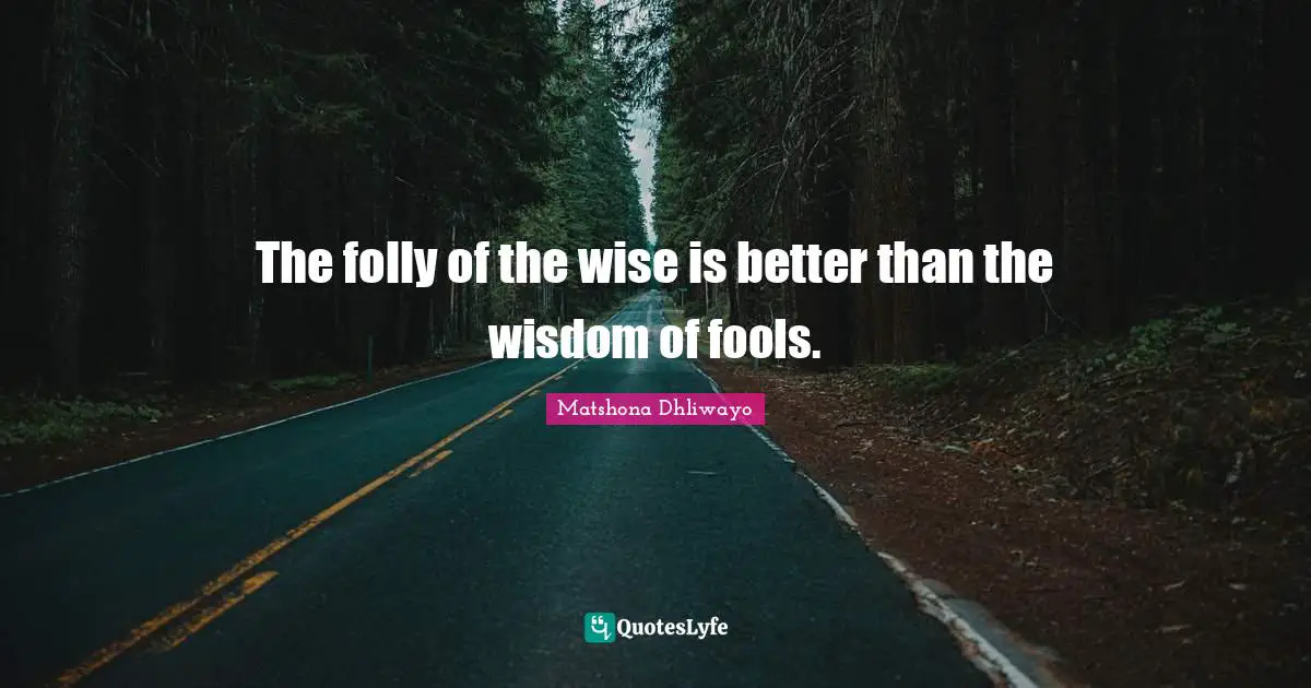 The folly of the wise is better than the wisdom of fools.