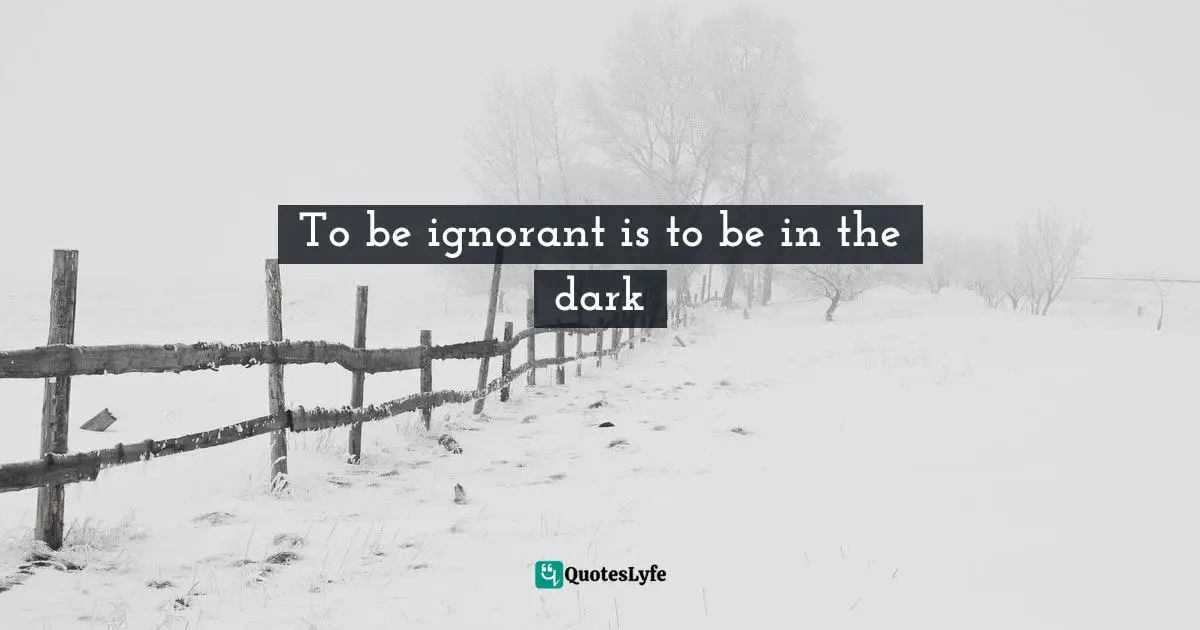 To be ignorant is to be in the dark