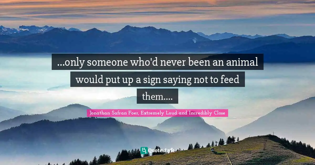 ...only someone who'd never been an animal would put up a sign saying not to feed them....