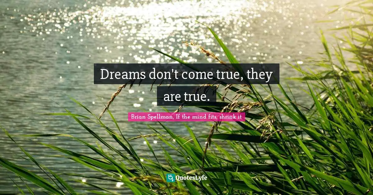 Dreams Come True Quotes: "Dreams don't come true, they are true."