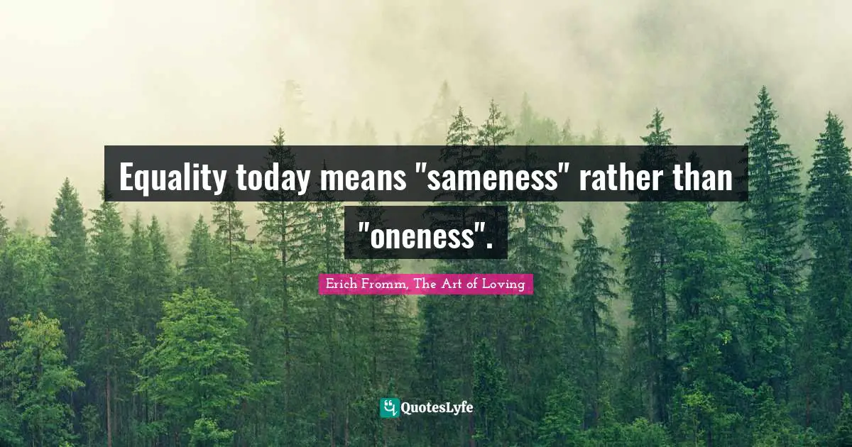 Equality today means "sameness" rather than "oneness".