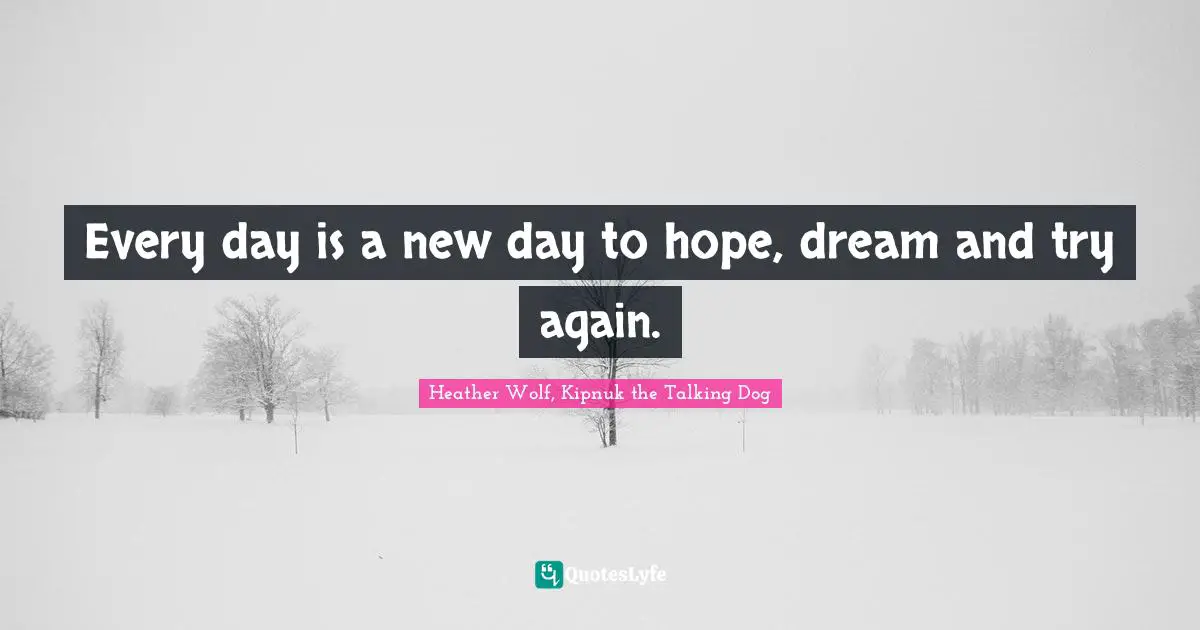 Every day is a new day to hope, dream and try again.