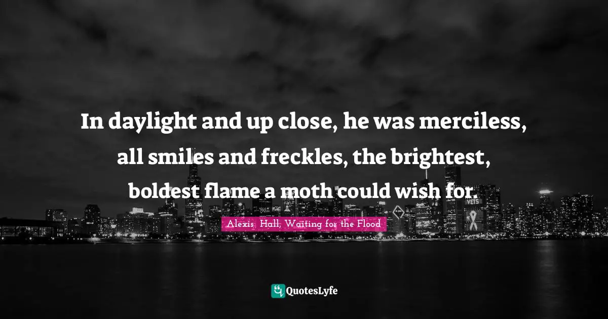In daylight and up close, he was merciless, all smiles and freckles, the brightest, boldest flame a moth could wish for.