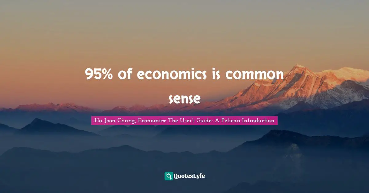 Ha-Joon Chang Quotes: "95% of economics is common sense"