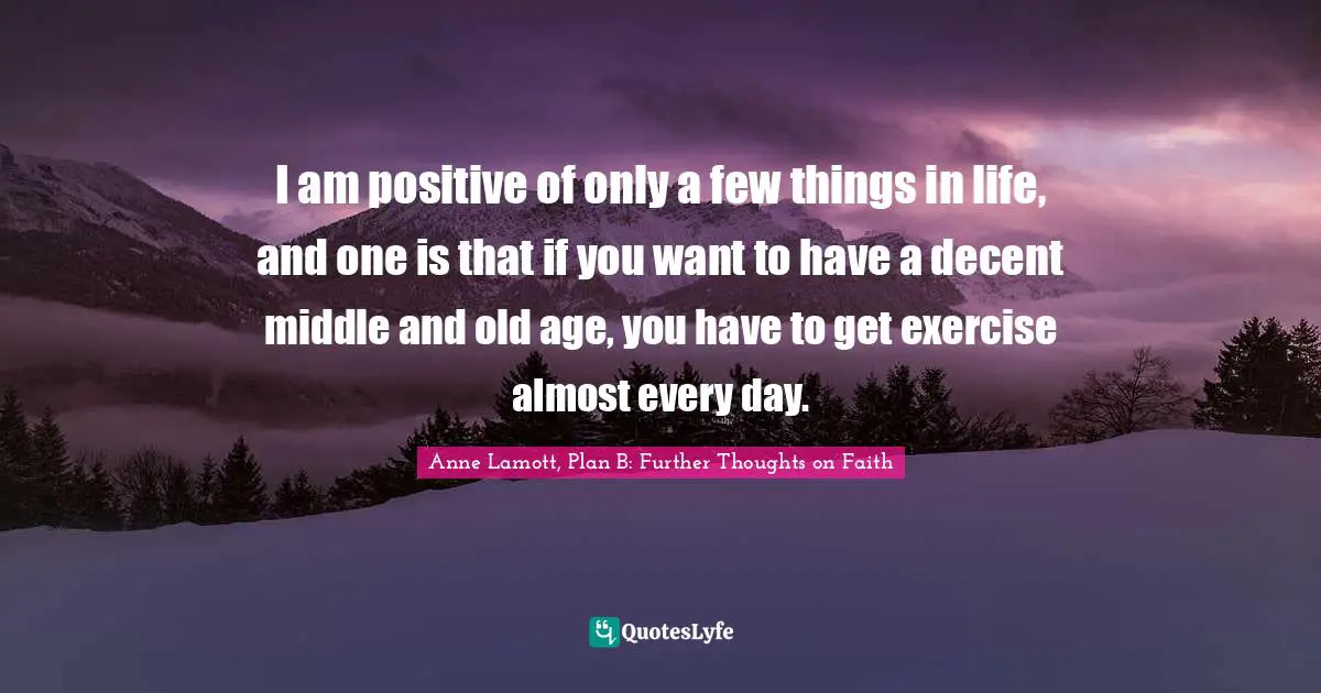 I am positive of only a few things in life, and one is that if you want to have a decent middle and old age, you have to get exercise almost every day.