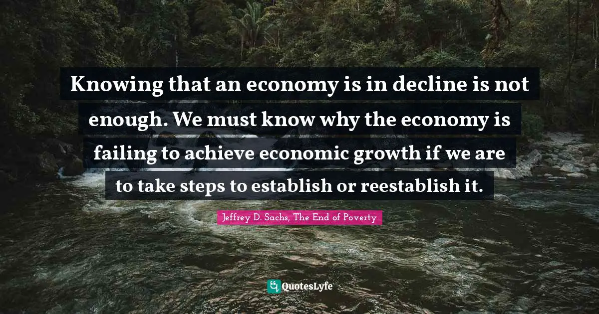Knowing that an economy is in decline is not enough. We must know why the economy is failing to achieve economic growth if we are to take steps to establish or reestablish it.