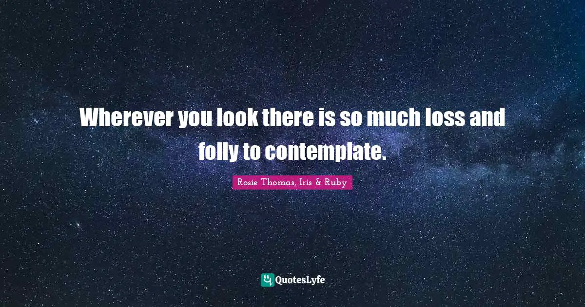 Rosie Thomas Quotes: "Wherever you look there is so much loss and folly to contemplate."
