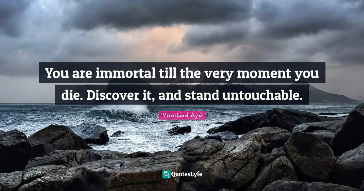 You are immortal till the very moment you die. Discover it, and stand untouchable.