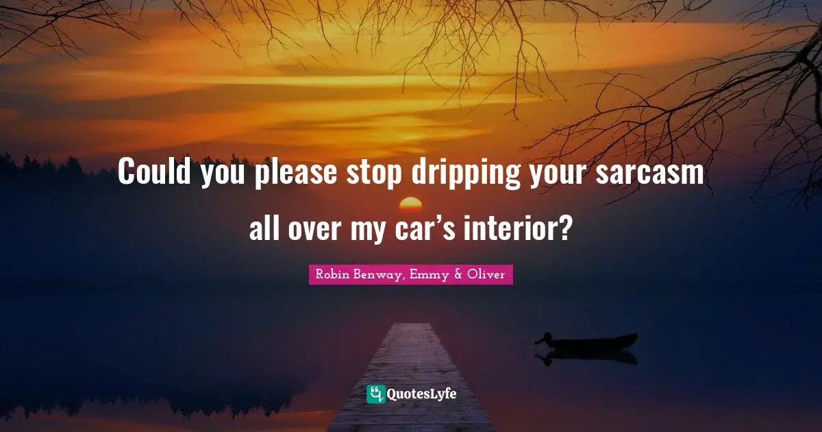 Could you please stop dripping your sarcasm all over my car’s interior?