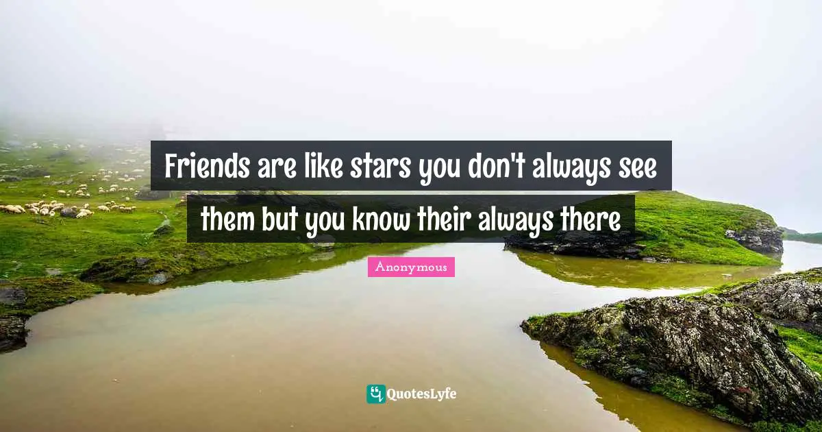 Friends are like stars you don't always see them but you know their always there