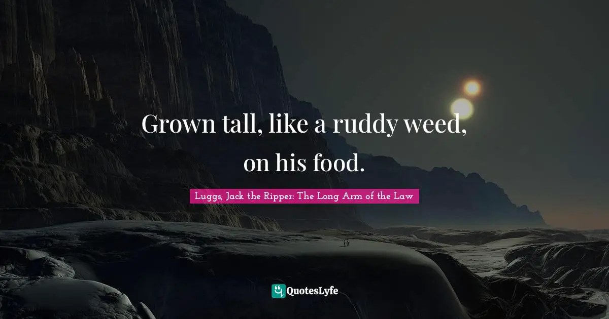 Grown tall, like a ruddy weed, on his food.