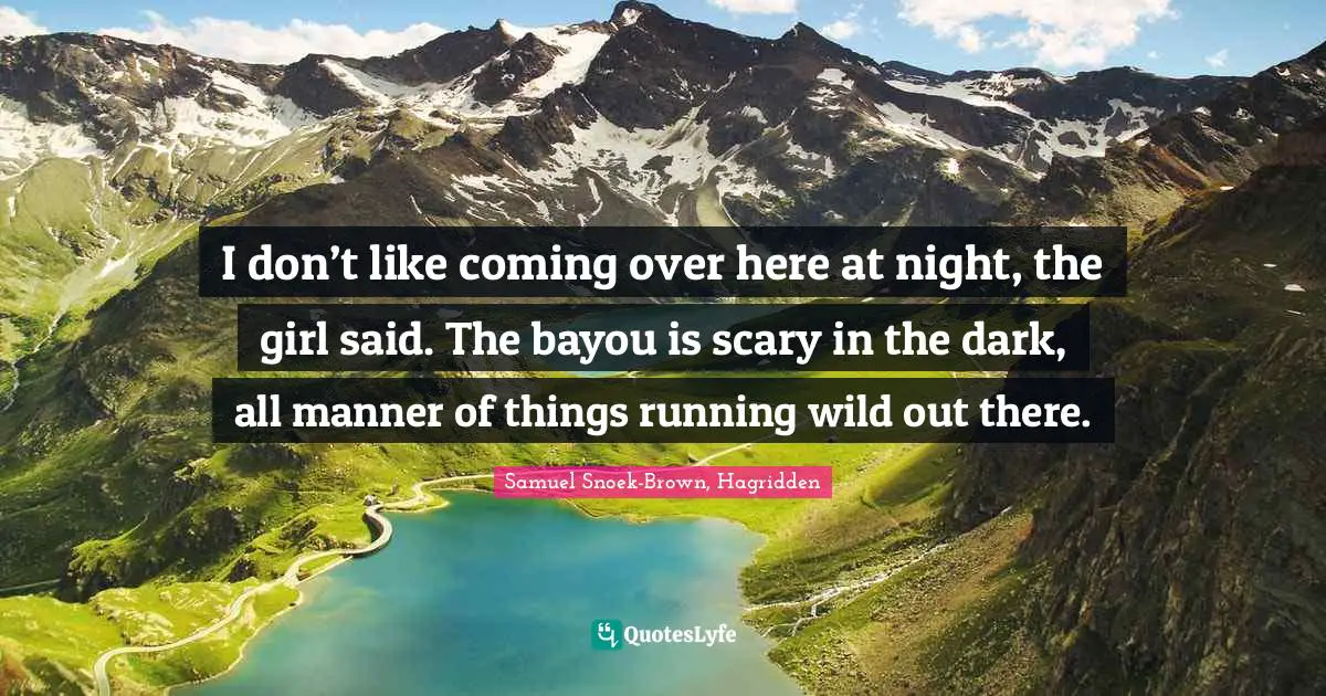 Literary Fiction Quotes: "I don’t like coming over here at night, the girl said. The bayou is scary in the dark, all manner of things running wild out there."