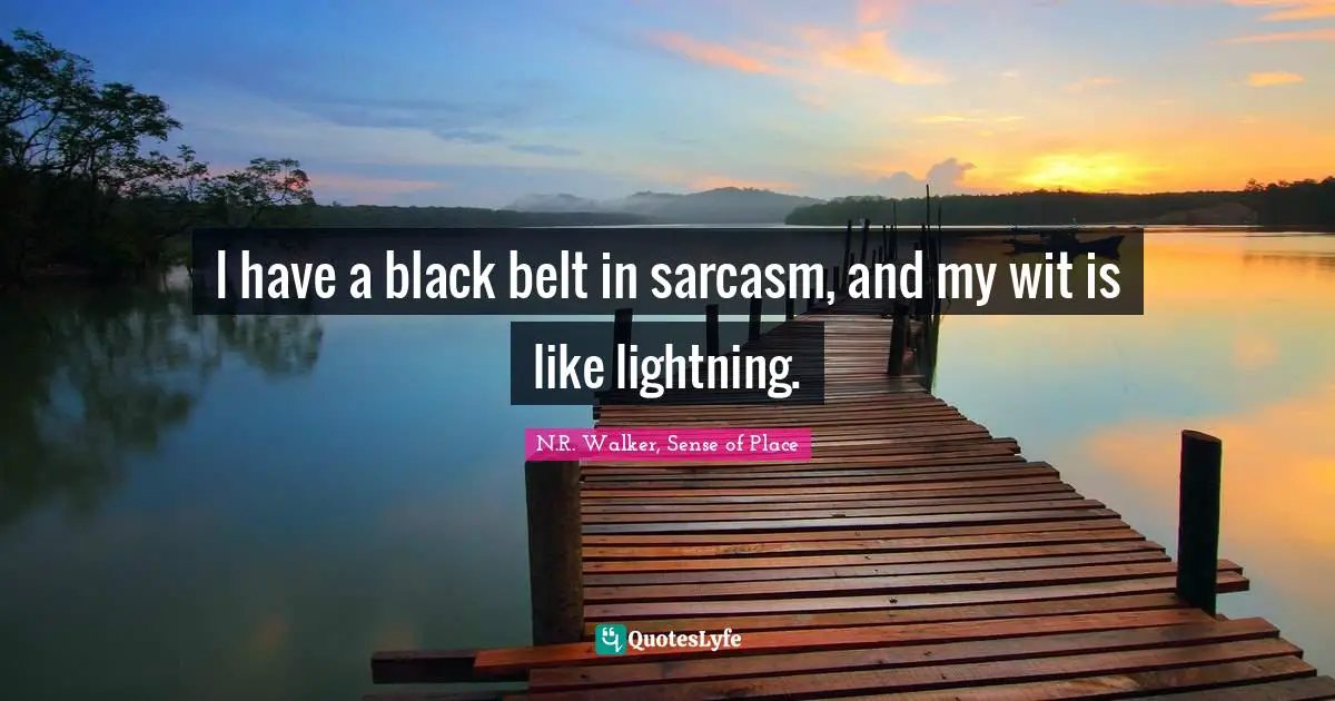 I have a black belt in sarcasm, and my wit is like lightning.
