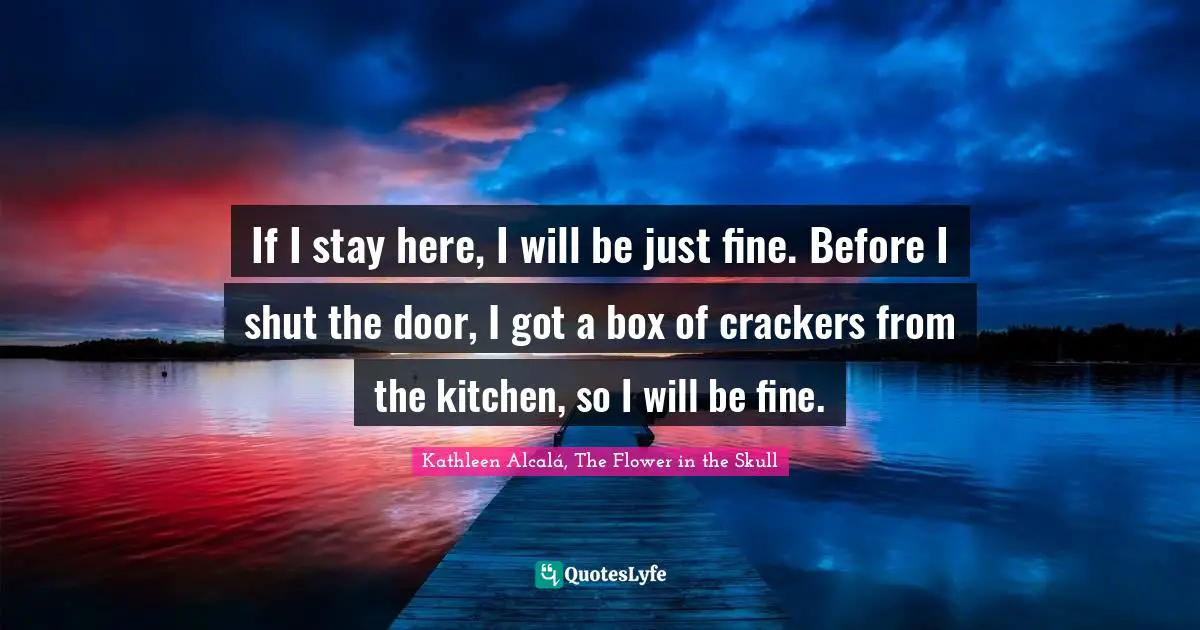 If I stay here, I will be just fine. Before I shut the door, I got a box of crackers from the kitchen, so I will be fine.