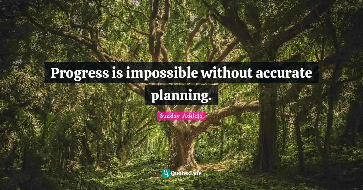 Progress is impossible without accurate planning.