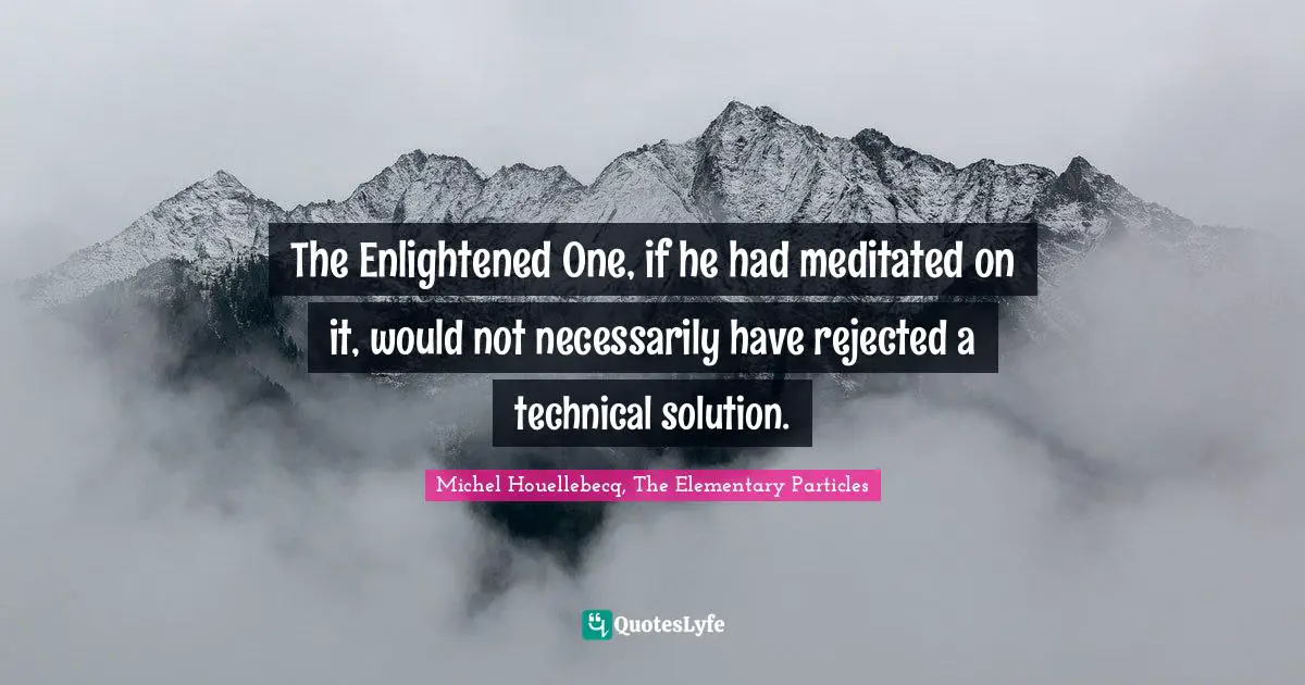 The Enlightened One, if he had meditated on it, would not necessarily have rejected a technical solution.